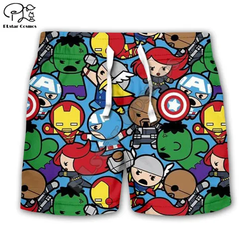 kids casual shorts Толстовки с капюшоном для мальчиков и девочек, толстовки с Мстителями, с 3D принтом, супергерой Marvel, Капитан Америка, Железный человек, Халк, пуловер, детский спортивный костюм - Цвет: kids casual shorts