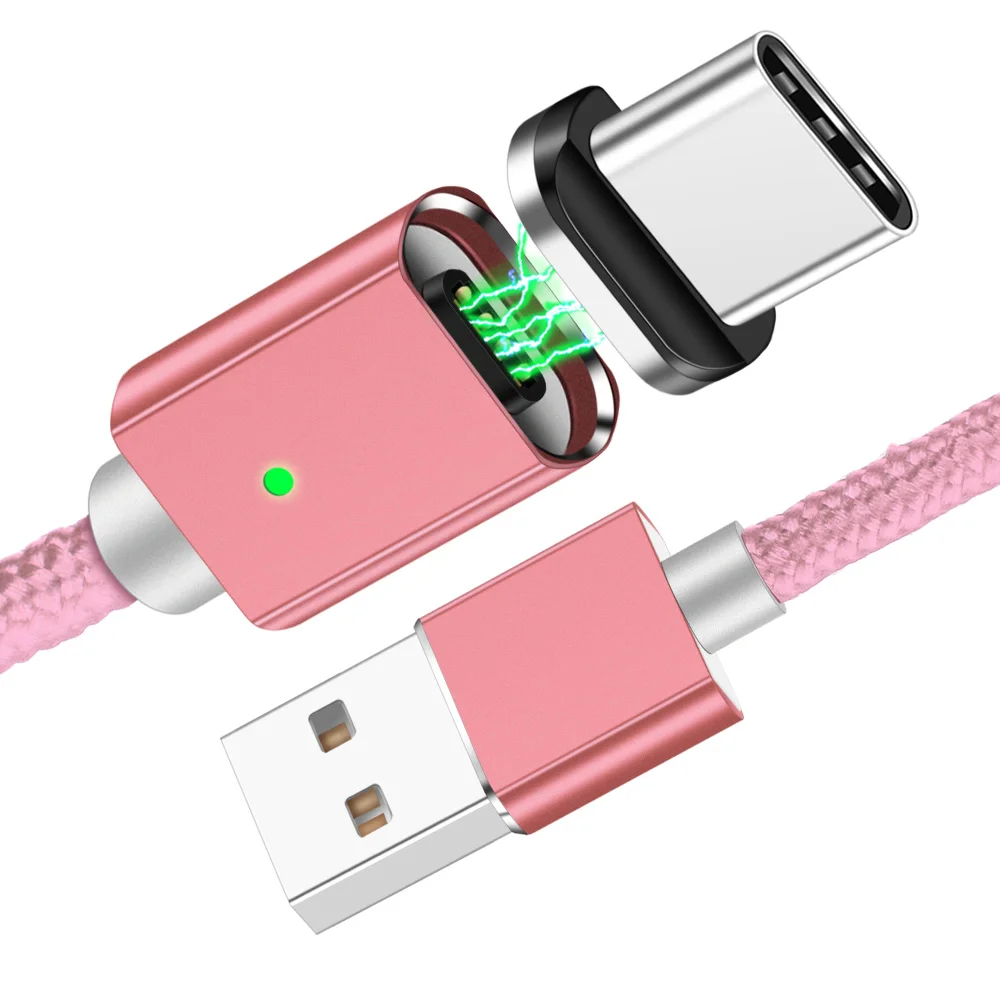 Магнитный usb-кабель OLAF 3A type-C для быстрой зарядки samsung S8 S9 Plus Note 8 9 usb C кабель для передачи данных для huawei P20 lite pro - Цвет: Pink
