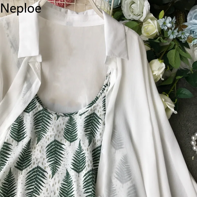 Neploe/комплект из 3 предметов женские топы с принтом в виде листьев + шифоновые
