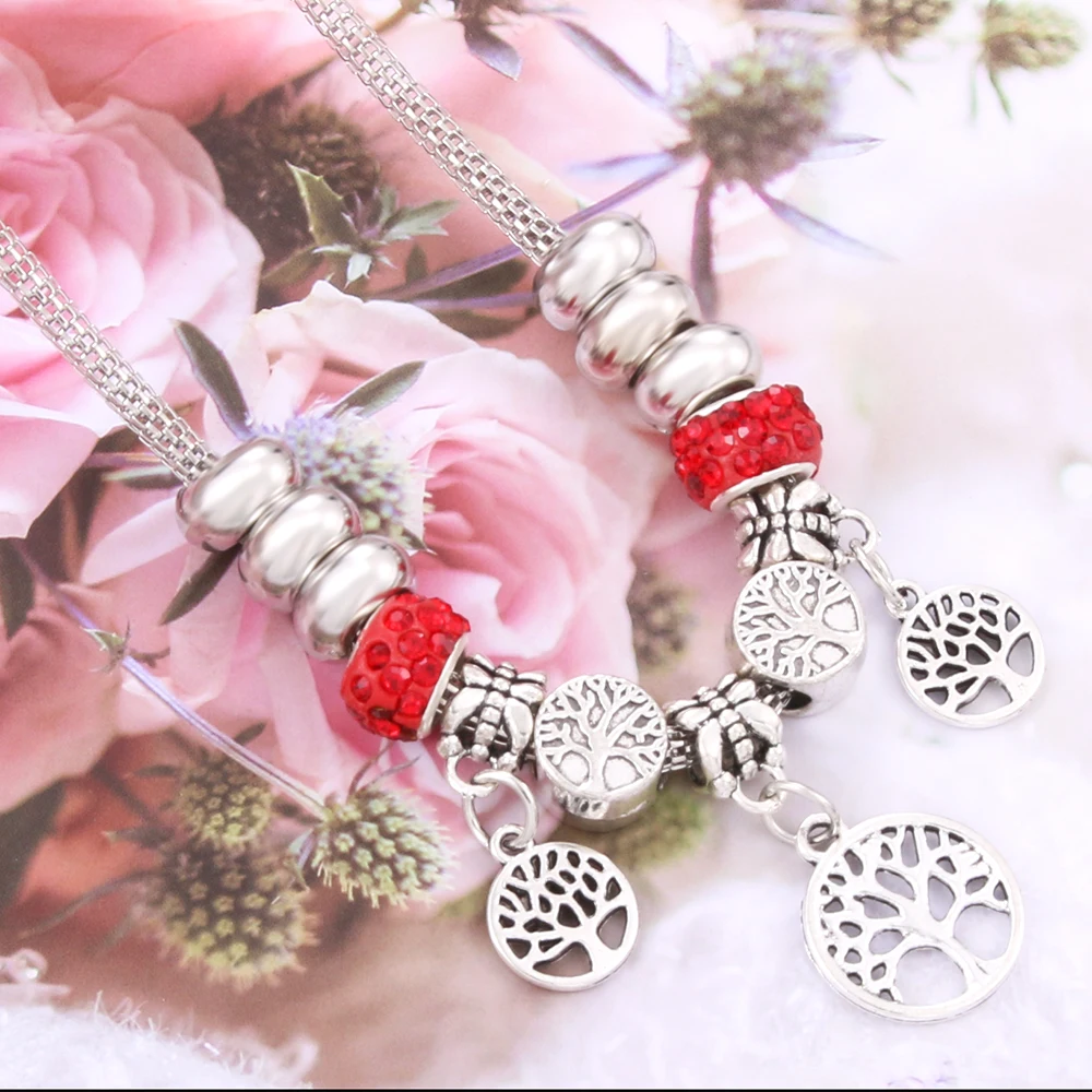 6 colors optional Antique Original Tree Of Life Charm Necklace For Women Glass Beads Brand Sweater chain &amp DIY Jewelry |