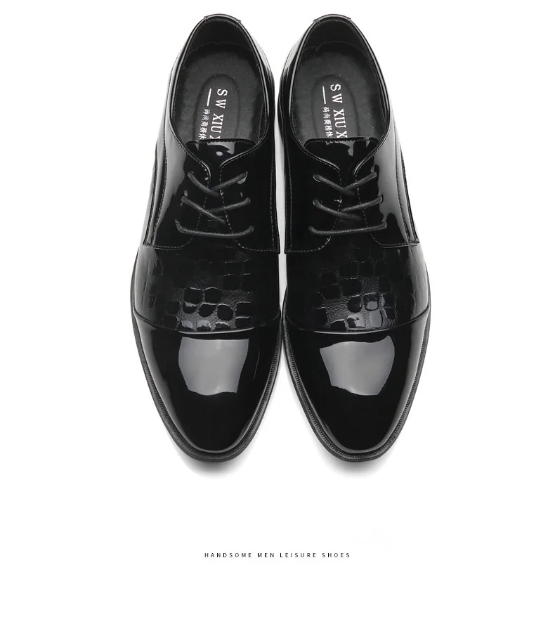 Мужские Блестящие деловые туфли Aleafalling офисные плиссированные Туфли-оксфорды с