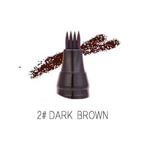 02 DARK BROWN Макияж, микроблейдинг, тату, карандаши для бровей, водостойкие, вилка, кончик бровей, тату, ручка, 4 головки, тонкий эскиз, усилитель, корейская косметика - Цвет: 02 DARK BROWN