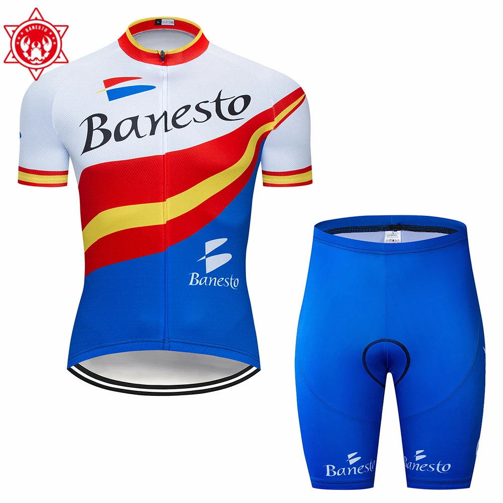 Летние велосипедный костюм, трико Ropa Ciclismo MTB велосипеда костюмы Спортивная костюм Велоспорт Banesto Джерси комплект