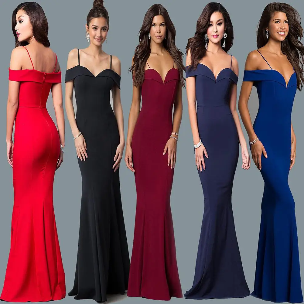 Yiwa Женская модная Русалка слинг с открытыми плечами v-образный вырез Slim Fit