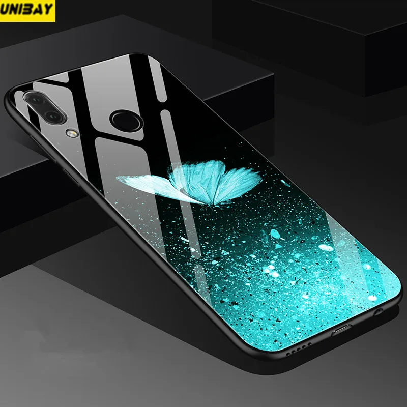 unibay Huawei nova3 Tempered glass back Cover 9h anti-explode huawei nova 3 case hard anti-Scratch Patterned Popular cover |
