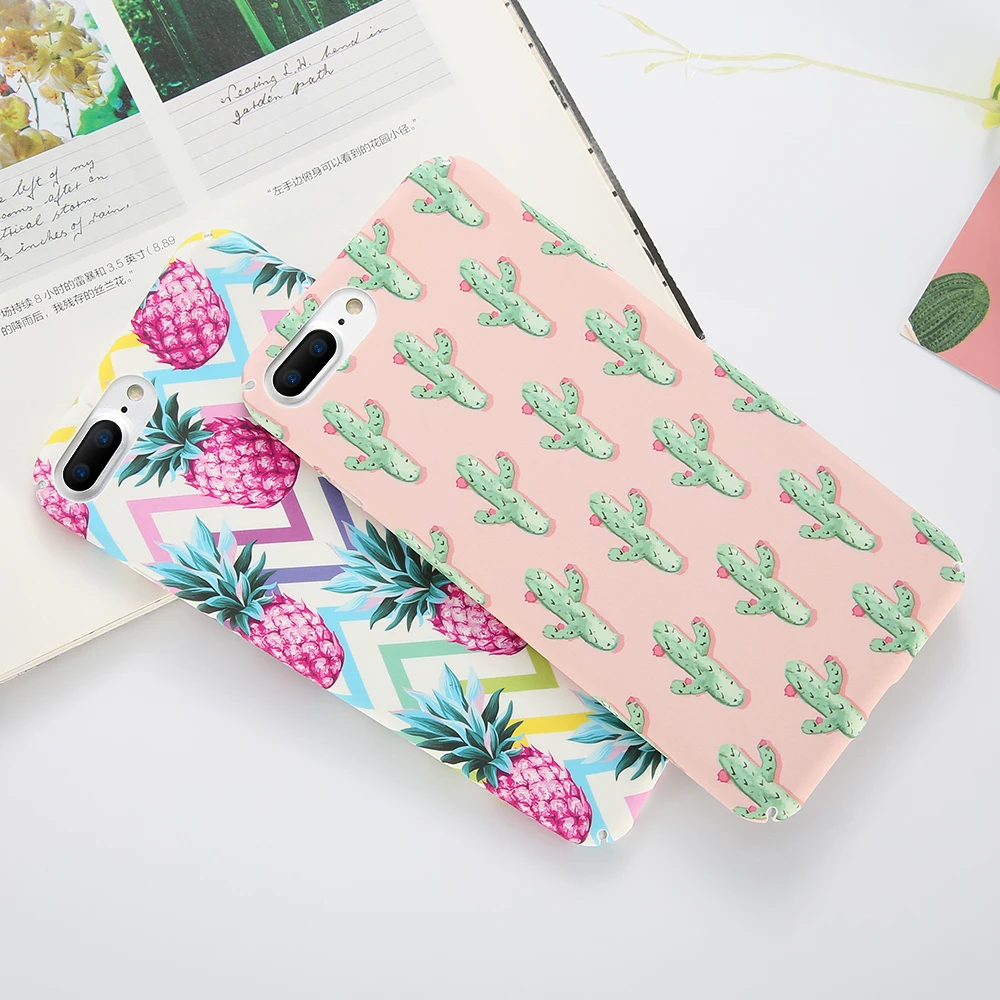 KISSCASE кактус шаблон телефон чехол для iPhone 6 6S 7 8 Plus милый ананас Жесткий ПК X 5 5S