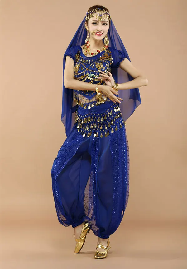 Лидер продаж комплект из 4 предметов костюм для танца живота Костюмы Болливуда