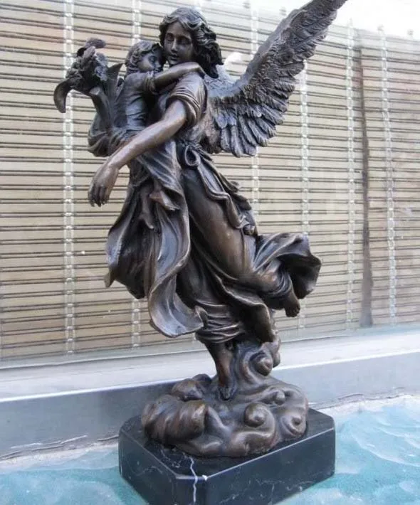 Западный превосходный арт летающий ангел девушка медная бронза и мраморная