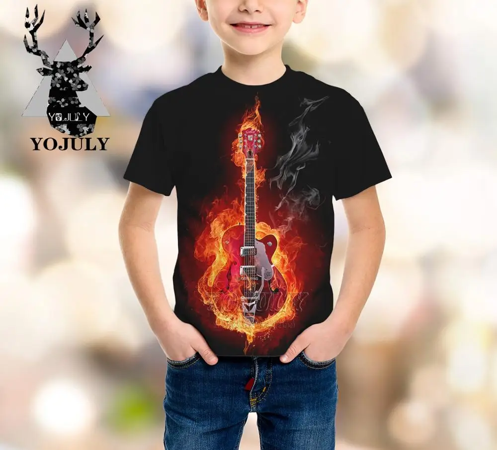 5 YOJULY/Новая детская одежда с 3D-принтом для маленьких мальчиков и девочек-подростков, различные гитары детская футболка Лидер продаж, модные футболки Modis, A186 - Цвет: 5