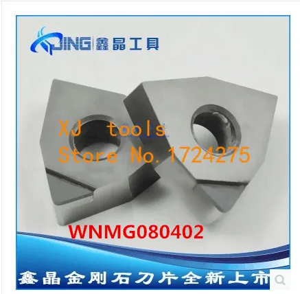 

Free shipping 2PCS WNMG080402/WNMG080404/WNMG080408 PCD Inserts , CNC PCD Diamond insert For Lathe Tools Inserts For MWLNR