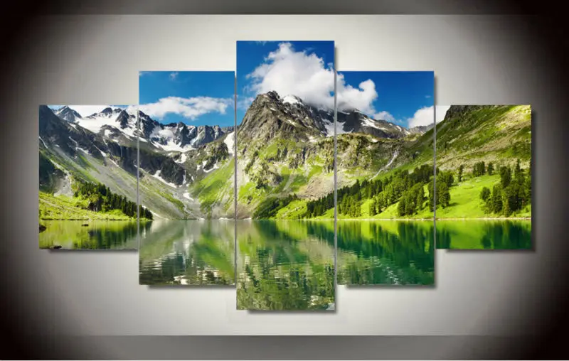 Заснеженных гор для чистой воды 5 Панель без рамы украшения стены напечатанная