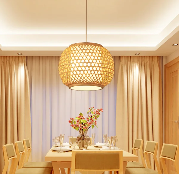 Китайские деревенские подвесные светильники из бамбука ручной работы в