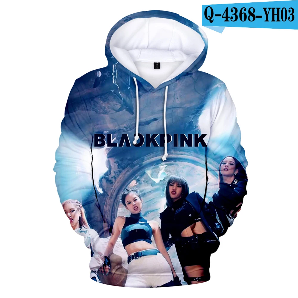 Blackpink kpop 3D толстовки для женщин/мужчин Корейский Черный Розовый kpop с длинным рукавом толстовки с капюшоном Повседневная Уличная одежда - Цвет: Коричневый