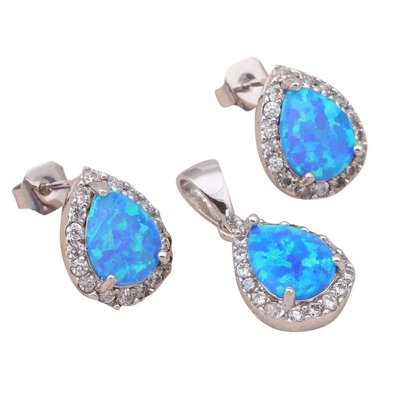 Замечательный дизайн Blue огненный опал Серебро штампованные Ювелирные изделия