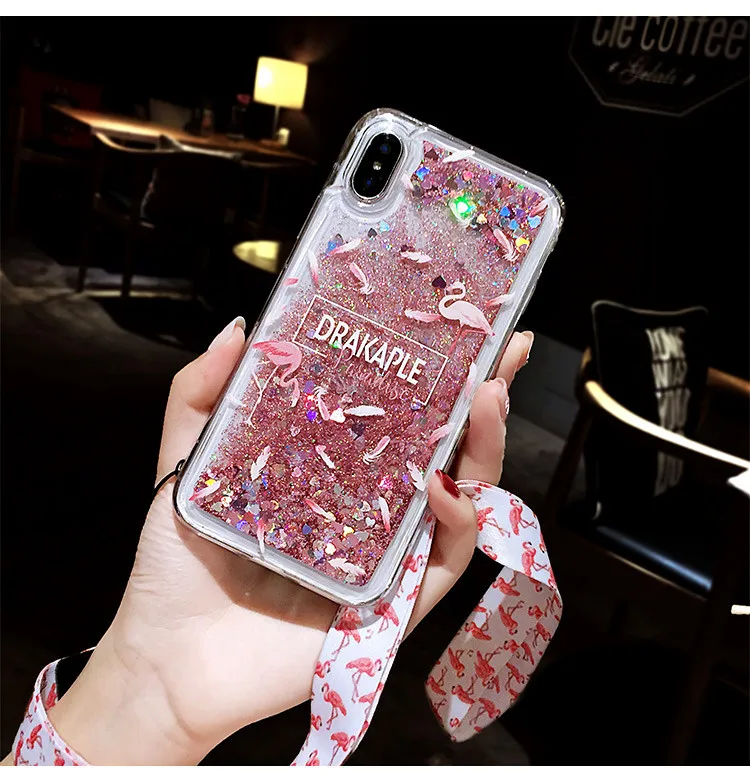 Горячий милый Фламинго Прозрачный блестящий динамический зыбучий песок жидкие