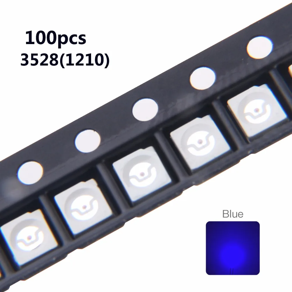100 шт. 3528 SMD светодиодный Диод синий 20 мА 3 в поверхностный монтаж светильник светодиод лампы 1210 SMT бисер светодиодный компоненты электроники для PCB