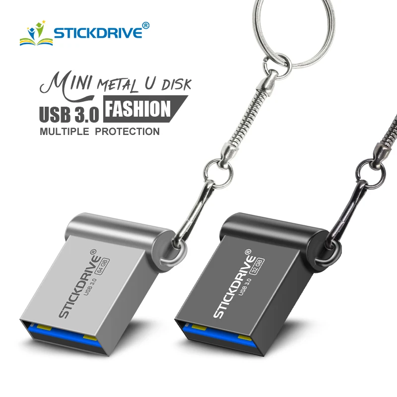 Высокая скорость USB 3,0 Металлический флеш-накопитель 16 ГБ 32 ГБ 64 ГБ 128 ГБ флеш-накопитель супер мини usb флеш-накопитель флешки с цепочкой для ключей