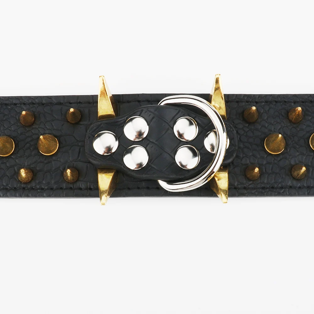 Ошейники для питомцев крутые шипованные Кожаные большого размера регулируемые