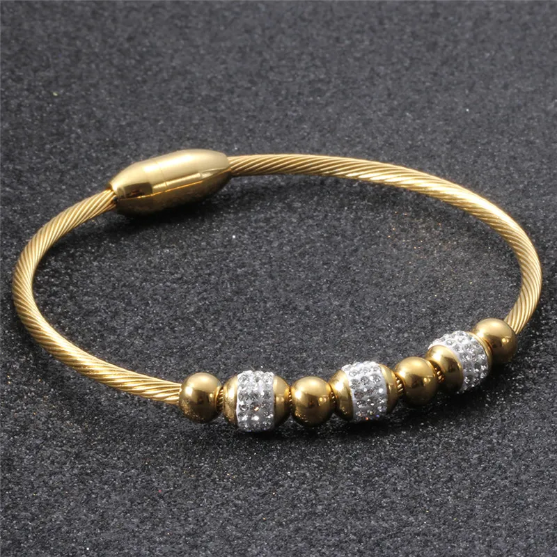 Modyle 2021 New Fashion Women Accessories Silver Color Gold Stainless Steel CZ Stone Bead Charm Bracelets for | Украшения и