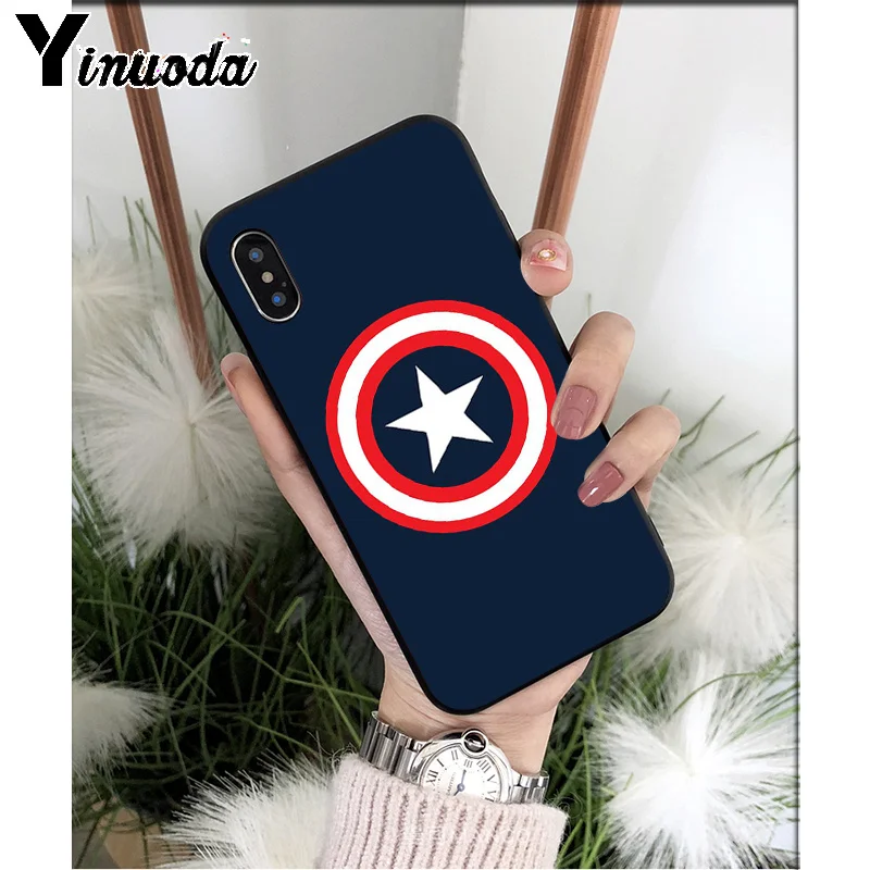 Yinuoda Марвел Капитан Америка ТПУ Мягкий силиконовый чехол для телефона для iPhone X XS MAX 6 6s 7 7plus 8 8Plus 5 5S SE XR