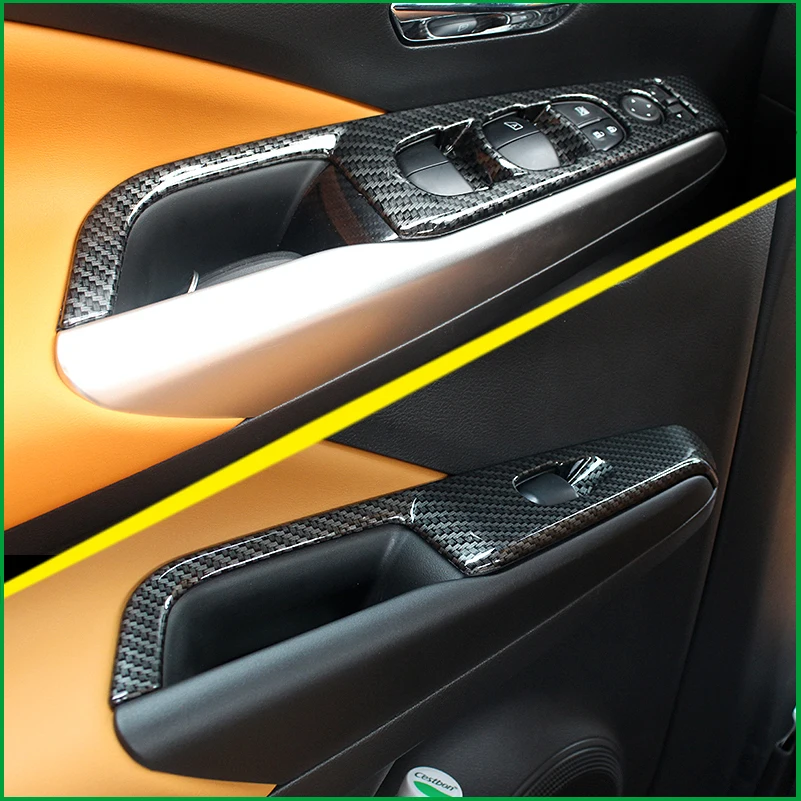 

Car styling For Nissan Kicks 2016 - 2018 ABS Chrome Carbon Fiber Paint Car Door Window Switch Lift Button Panel Cover Trim LHD