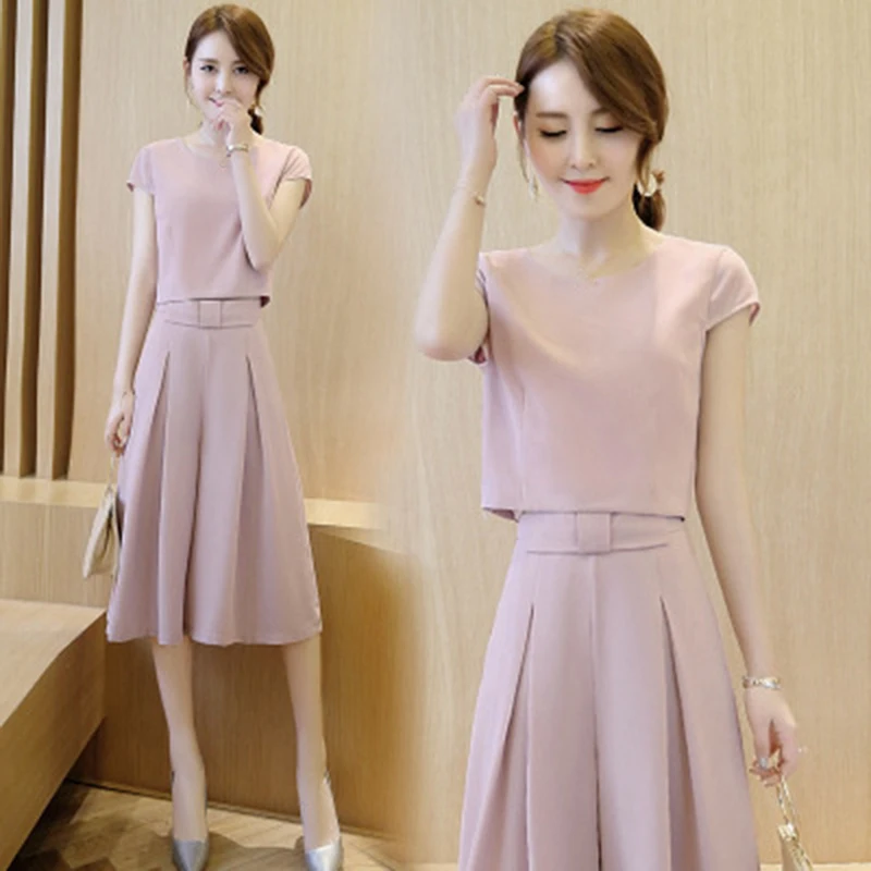 Летний женский комплект из двух предметов Повседневный хлопковый топ +