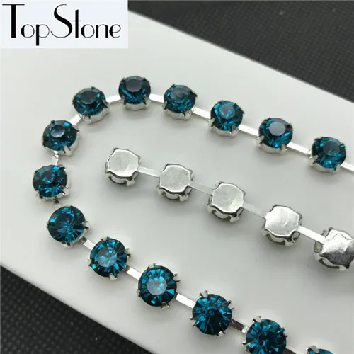blue zircon Высокое качество, много цветов, ss28, ss38, 45ss хрустальные стразы, круглая цепочка, серебряная основа для ювелирных изделий, изготовления платьев - Цвет: blue zircon