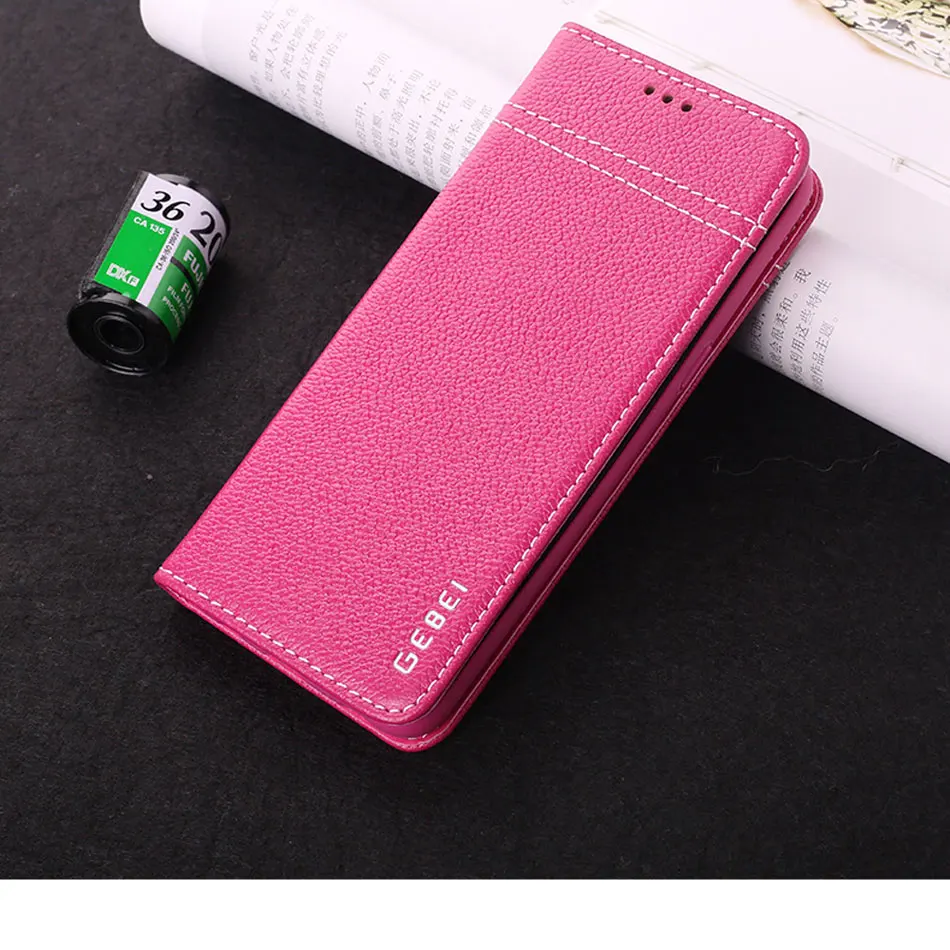 Rose Чехол GEBEI для iPhone 7 Plus 6 6s из натуральной кожи, флип-чехол для iPhone 6 6s 7 8 Plus, подставка, держатель для карт, Магнитный чехол-книжка - Цвет: Rose