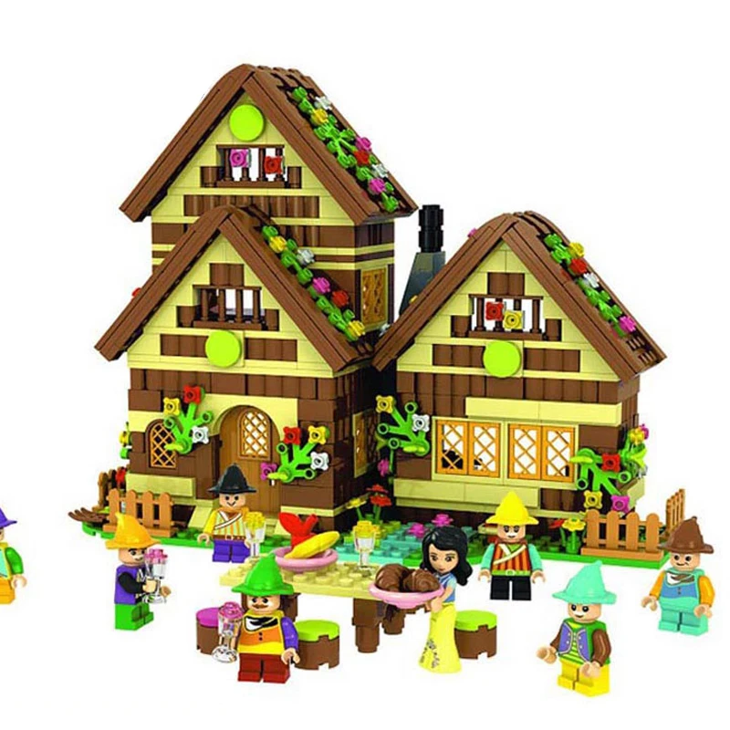 Принцесса Белоснежка девочки розовые замковые игрушки строительные блоки