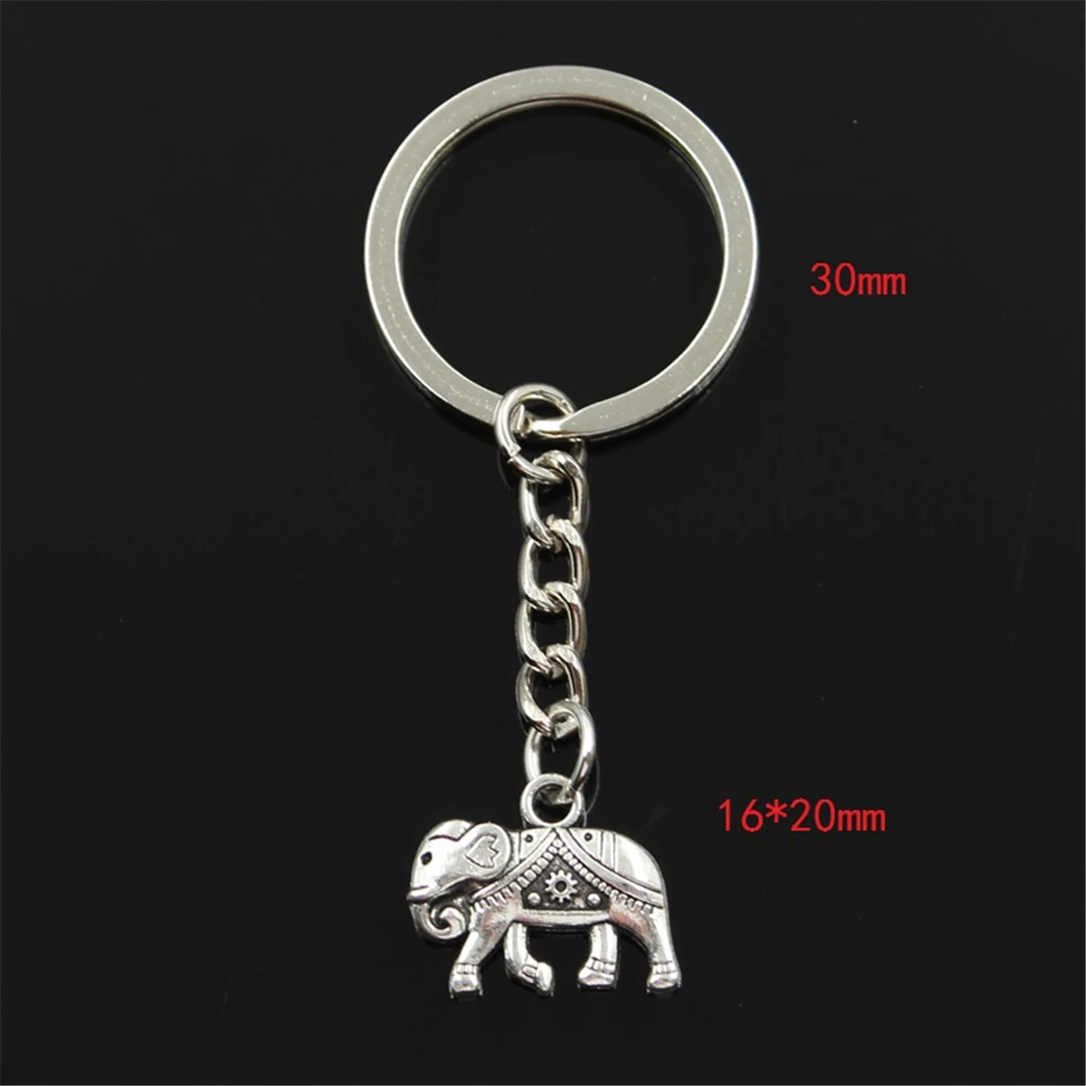 Мужское кольцо для ключей серебряное с подвеской в виде слона Подарочная