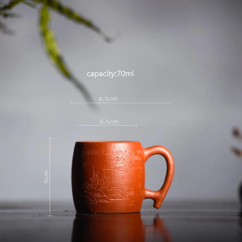 70 мл чайная чашка в китайском стиле из фиолетовой глины с пейзажным рисунком