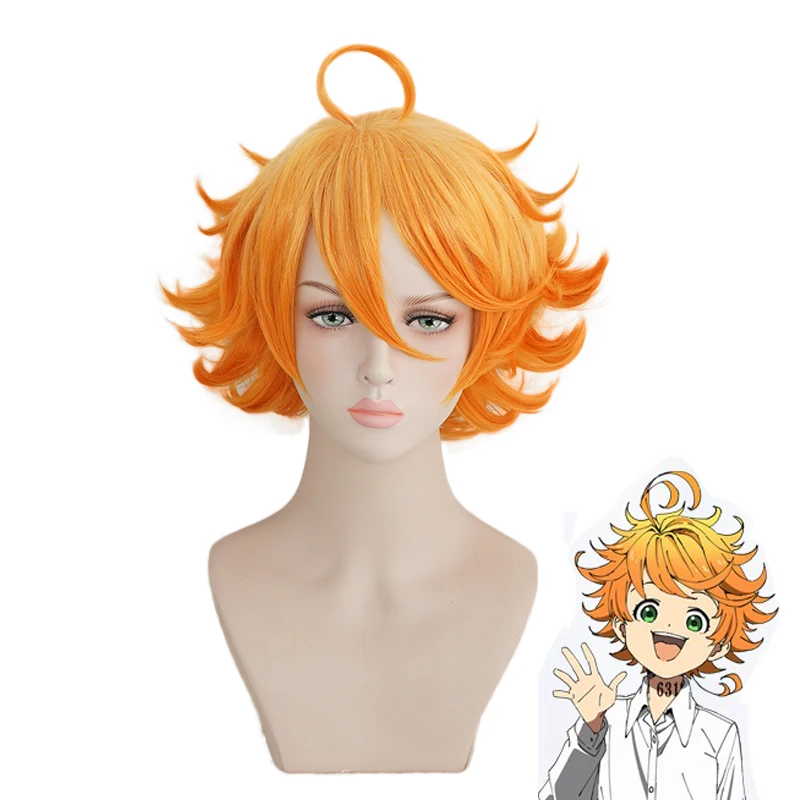 Короткий парик Neverland Emma Orange костюм для косплея Yakusoku no термостойкие синтетические