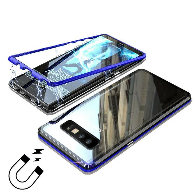 Роскошный металлический каркас чехол для телефона Магнитный для samsung Galaxy S9 S8 Plus чехол для samsung Note 8 Note 9 чехол - Цвет: Blue Black