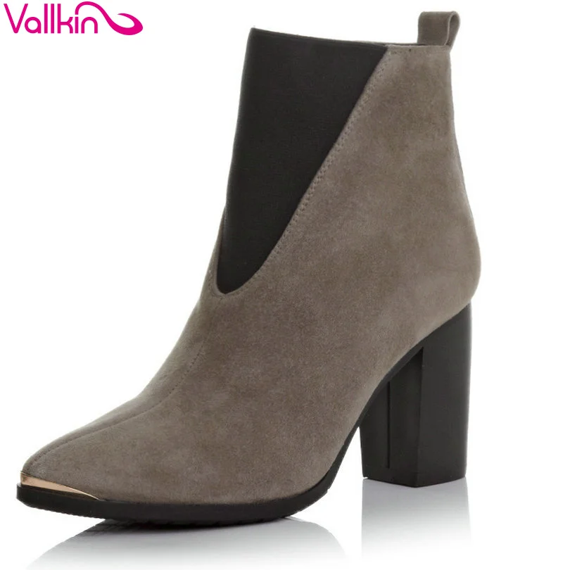VALLKIN Мода Классический Натуральная Кожа Новая Осень Толщиной Высокие Каблуки