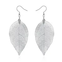 Grey Leaf 6 цветов настоящие листья длинные кисточки Висячие серьги для женщин модные роскошные в форме листа, в стиле бохо висячие серьги на день рождения ювелирные изделия Z4 - Окраска металла: Grey Leaf