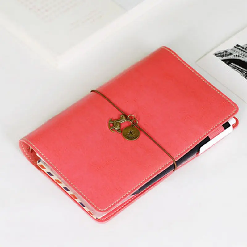 Творческий A6 оснастки связываются с отрывными листами планировщик ноутбук искусственная кожа Бесплатная