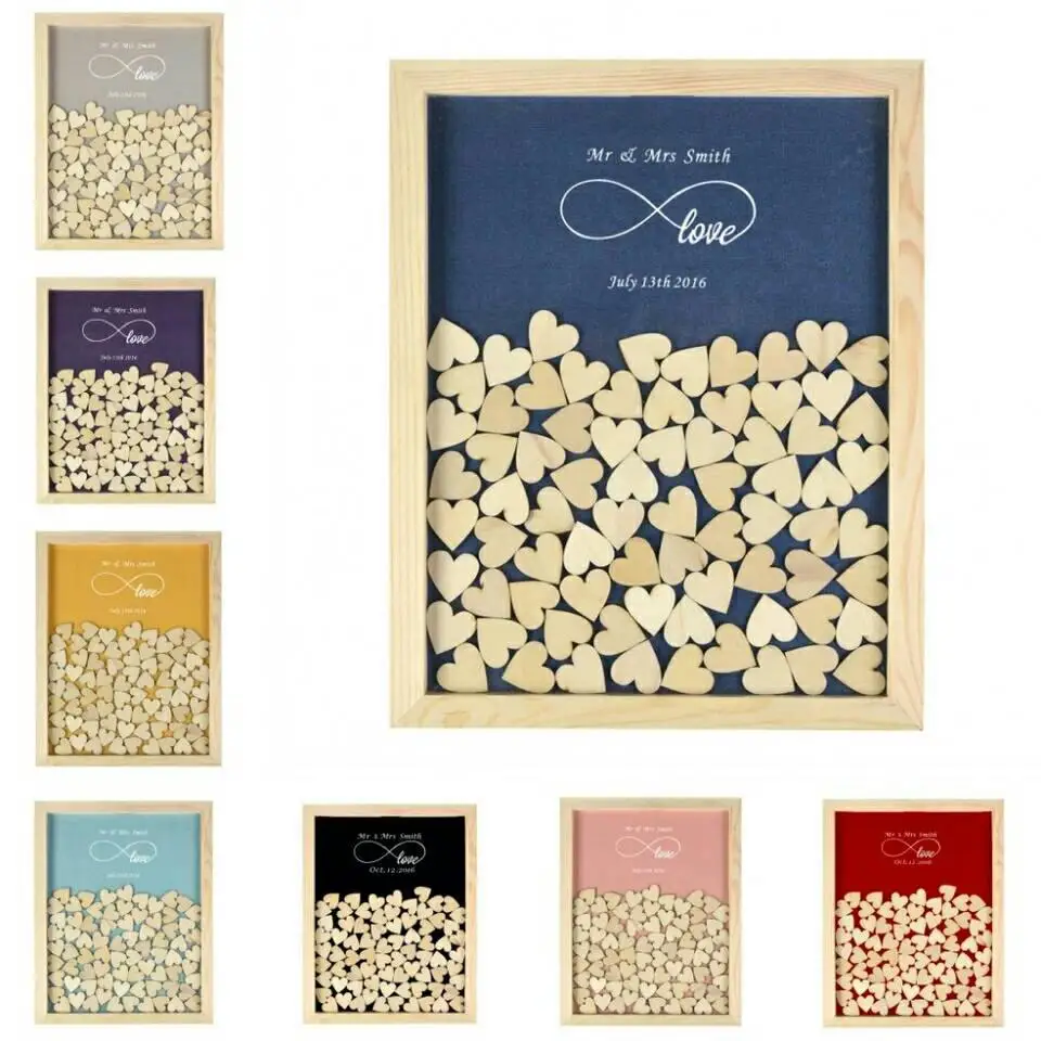 Персонализированная Любовь Навсегда Свадьба drop box Гостевая книга рамка 3D Drop