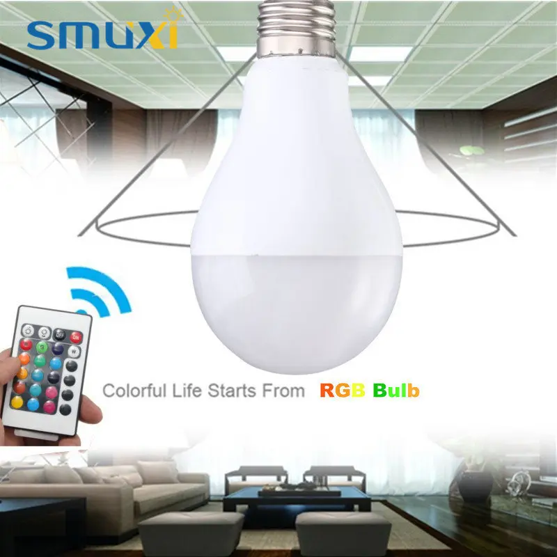 SMUXI RGB светильник светодиодный лампы E27 B22 5W 10W Цвет меняющийся Точечный люстра ing с