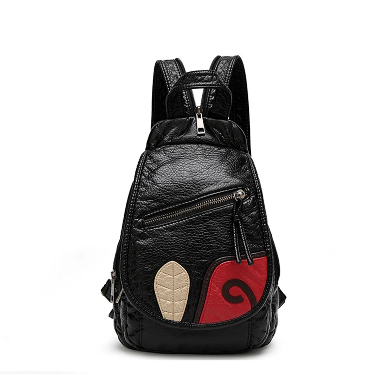 Новинка 2018 модные женские рюкзаки черные сумки из мягкой потертой искусственной