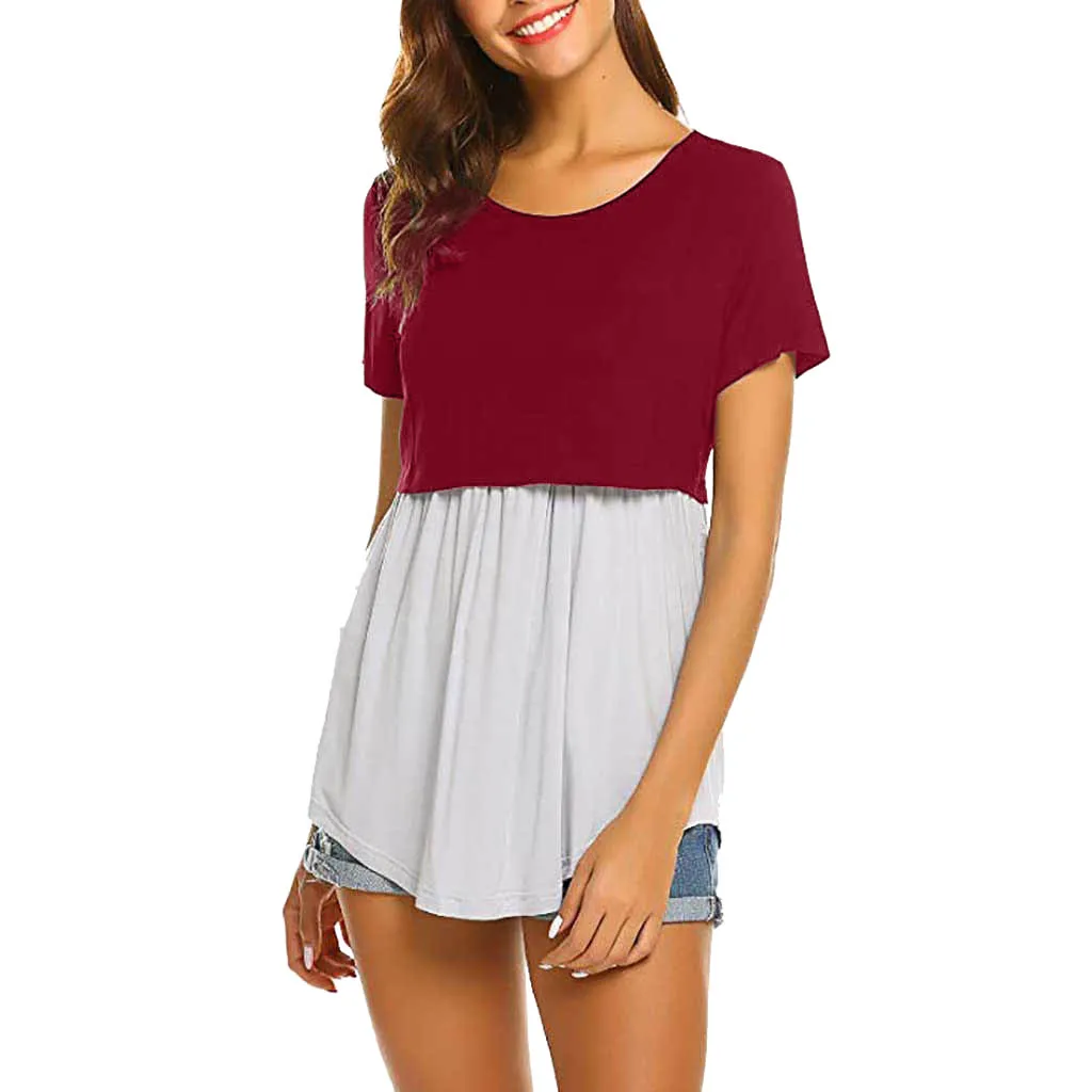 Женский топ для беременных и кормящих матерей футболка кормления грудью летняя