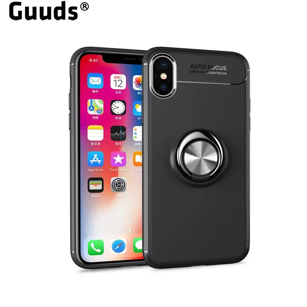 Black Для iPhone 8 7 6s 6 Plus SE 5S 5 TPU чехол с автофокусом невидимое кольцо держатель мягкий чехол для телефона для iPhone X(5,8 дюйма - Цвет: Black