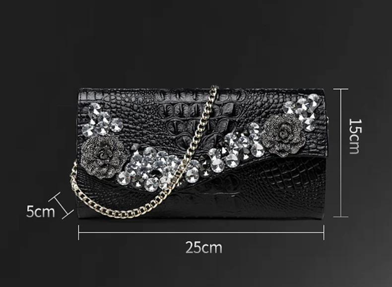 Вечерние сумочки со стразами и узором под Крокодила клатч вечерние сумки сумка