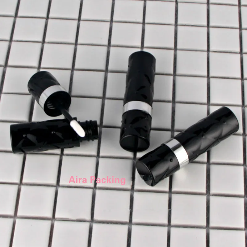 

5ML 50pcs/lot Black Round Empty Cosmetic Lip Makeup Tool DIY Plastic Lip Gloss Tube Liquid Lipstick Refillable Bottle