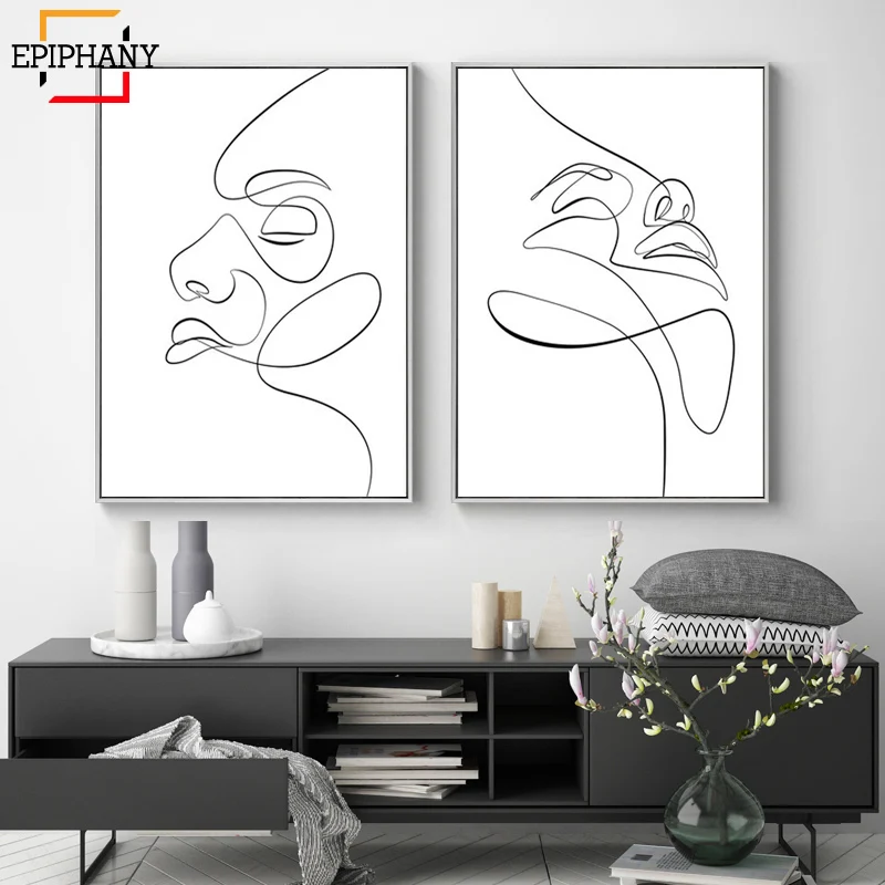 Современная лицевая линия абстрактный лицевой эскиз минималистичный