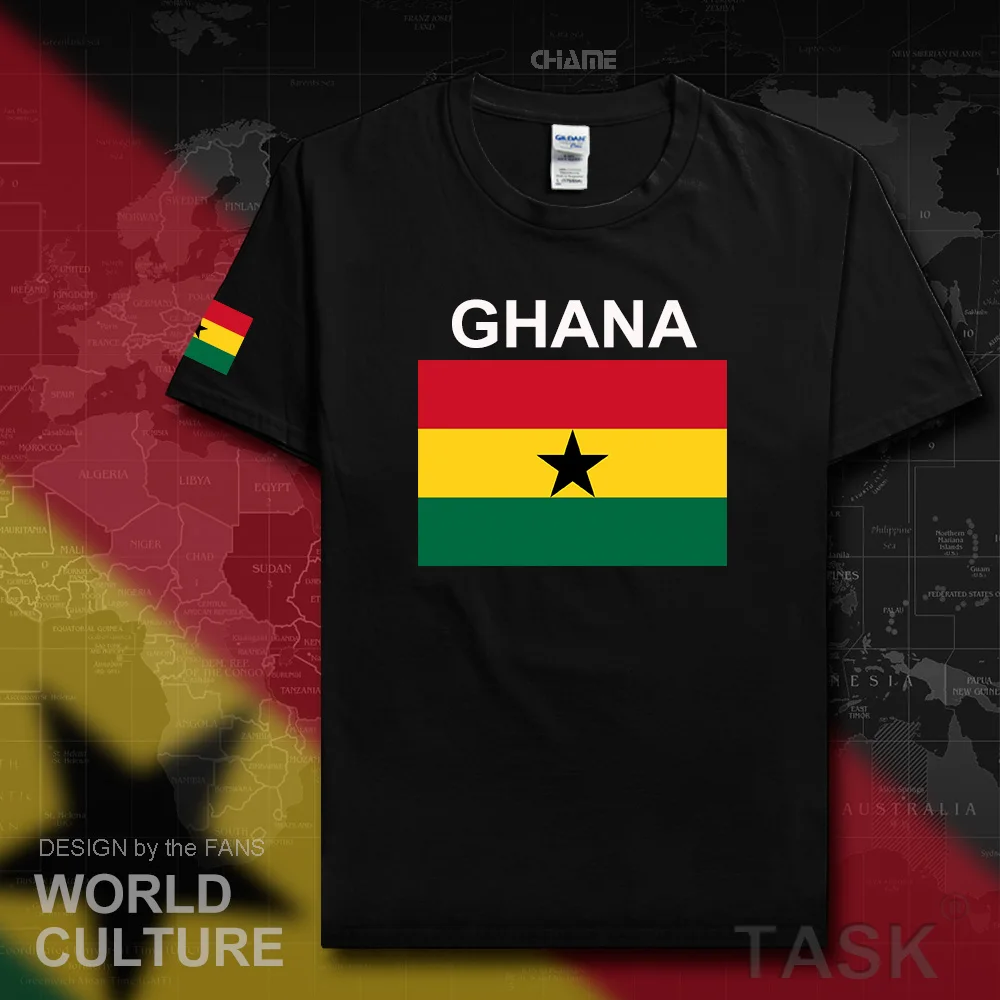 Ghana Ghanaian Мужская футболка Мода 2017 с национальной символикой командная из 100%