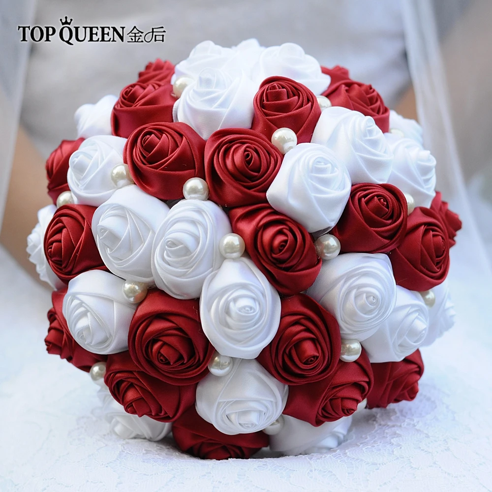 TOPQUEEN F4-WRD цветок Свадебный букет невесты с искусственными розовыми цветами розы цвет может настроить любые цвета свадебный букет