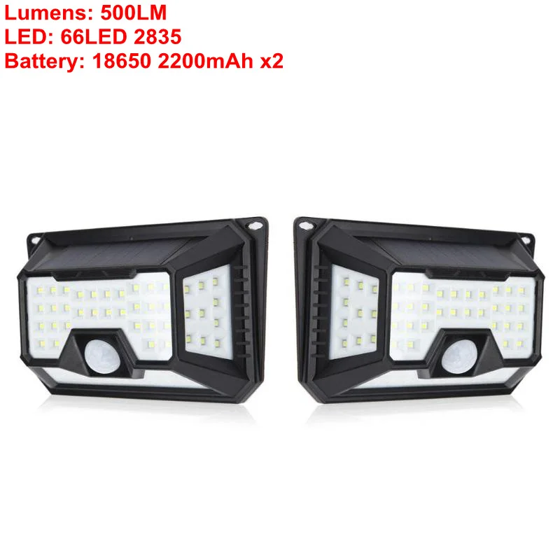 2pcs 66LED 2/1 шт. 136 светодиодный Сенсор Солнечный садовый светильник Водонепроницаемый движения PIR открытый светодиодный солнечный светильник 3 режима безопасности бассейн дверь солнечный светильник Инж - Испускаемый цвет: 2pcs 66LED