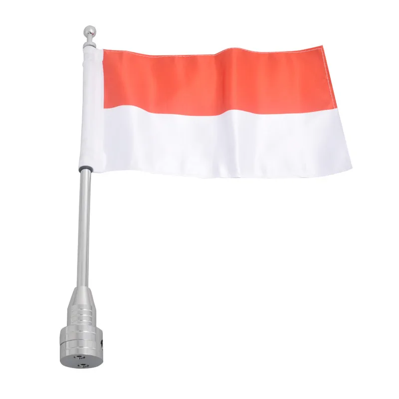 Vertical Flag  Indonesia Style Chrome Pole Flag Mast Kit Fit For Universal Motorcycles