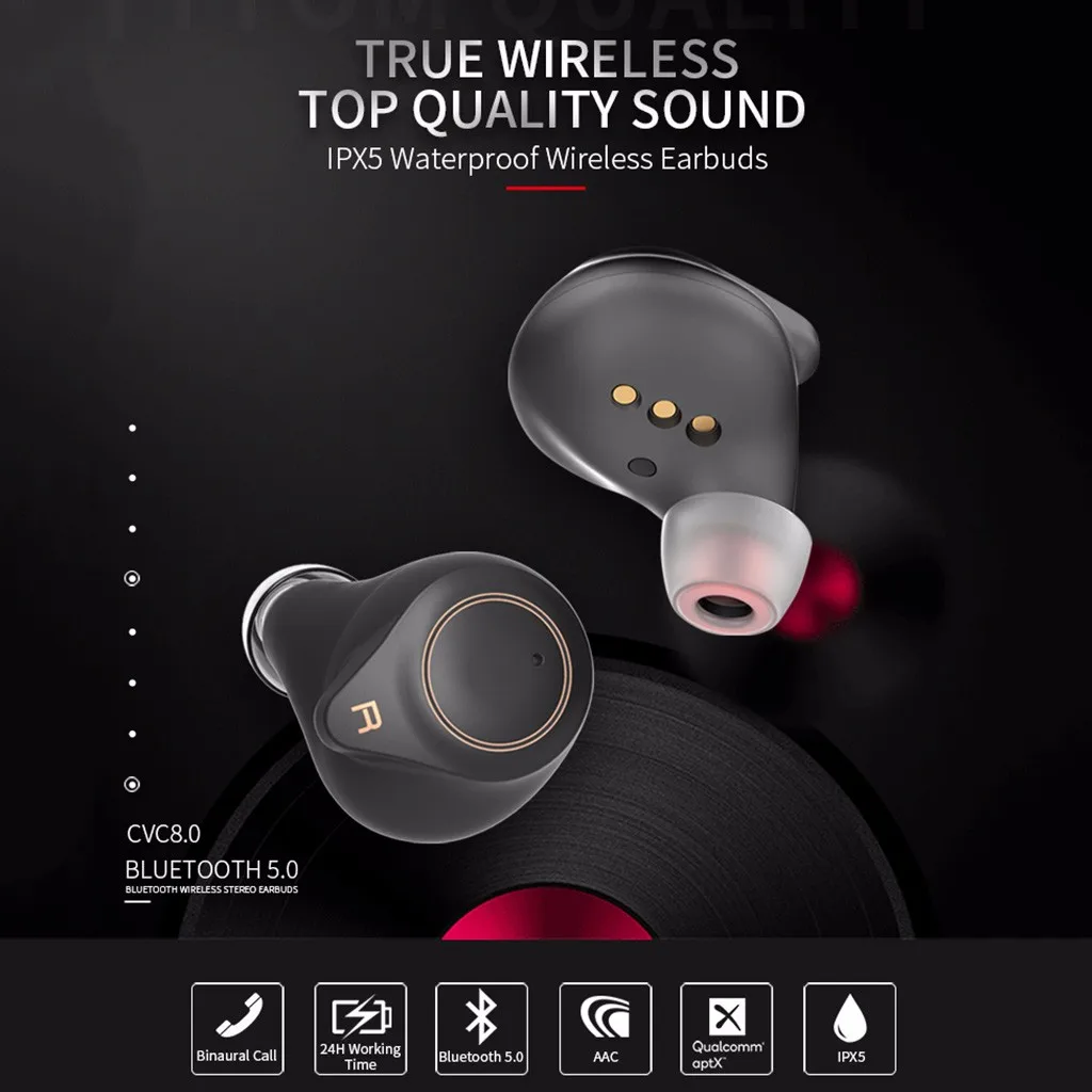 Наушники T1 APTX TWS True AptX Bluetooth 5 0 беспроводные наушники HD Спортивная Беспроводная