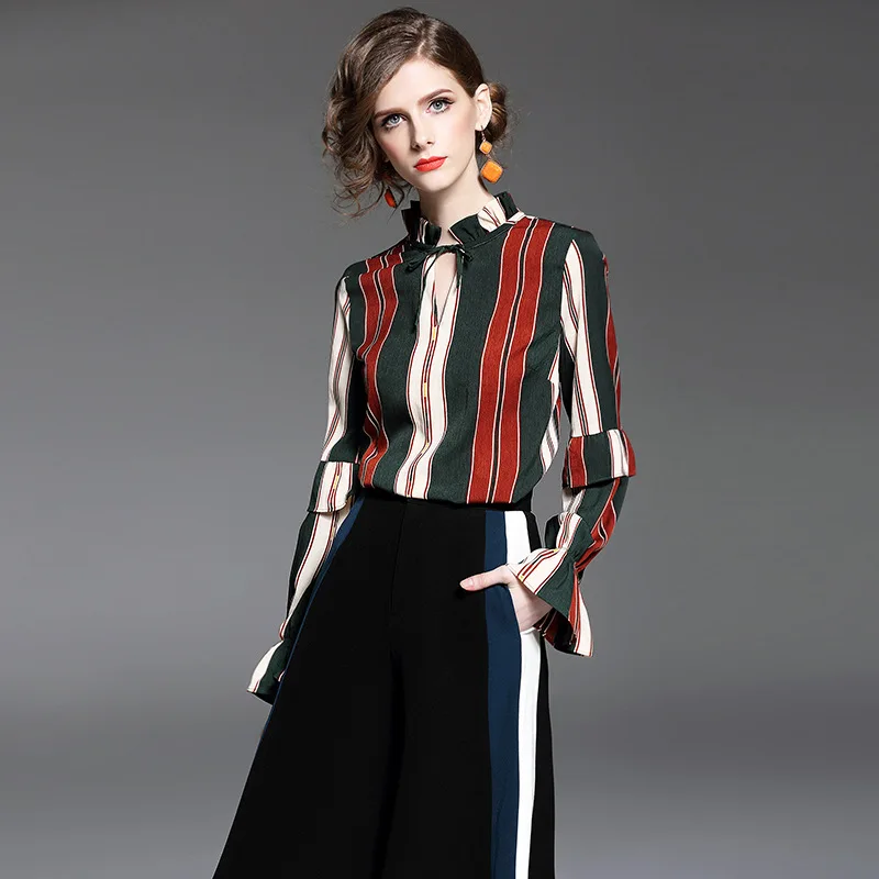 Женская шифоновая футболка в полоску элегантный подиумный топ красно белую и